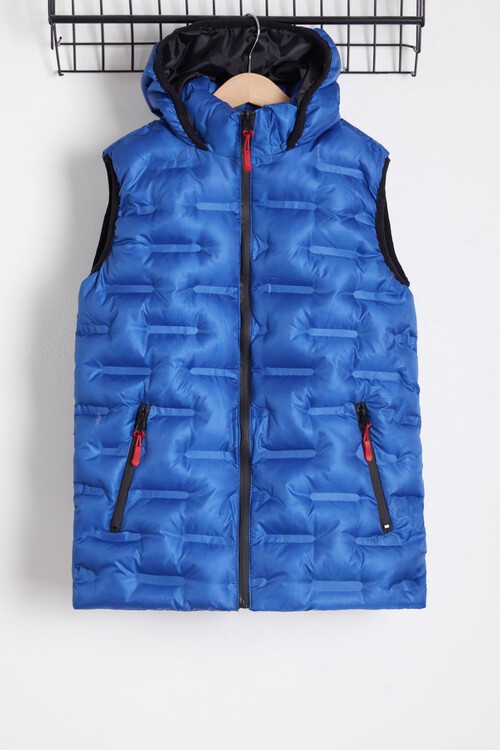 Erkek Çocuk Düz Desen Kapüşonlu Şişme Yelek 14647