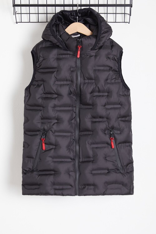 Erkek Çocuk Düz Desen Kapüşonlu Şişme Yelek 14647