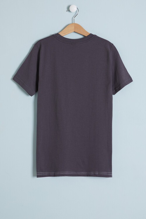 Erkek Çocuk Füme Göğüs Cep Detay 8-13 Yaş T-Shirt 4139-2