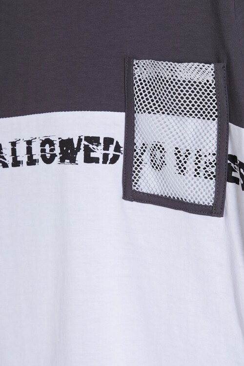 Erkek Çocuk Füme Göğüs Cep Detay 8-13 Yaş T-Shirt 4139-2