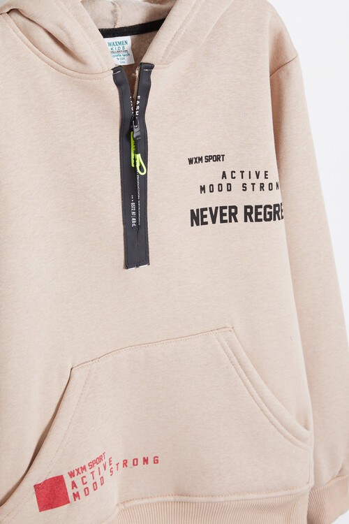 Erkek Çocuk Kanguru Cepli Kapşonlu Polarlı Sweatshirt 14159