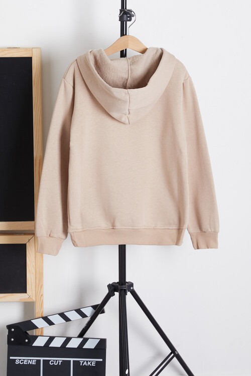 Erkek Çocuk Kanguru Cepli Kapşonlu Polarlı Sweatshirt 14159