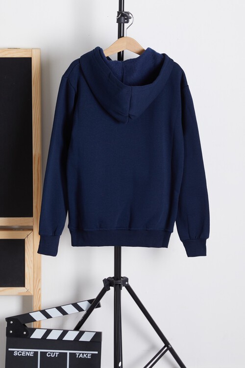 Erkek Çocuk Kanguru Cepli Kapşonlu Polarlı Sweatshirt 14159