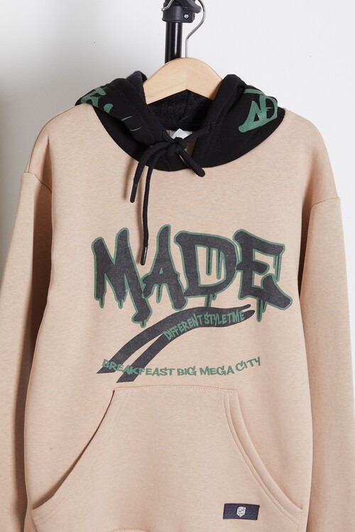 Erkek Çocuk Kapşonlu Kanguru Cepli Sweatshirt 14162