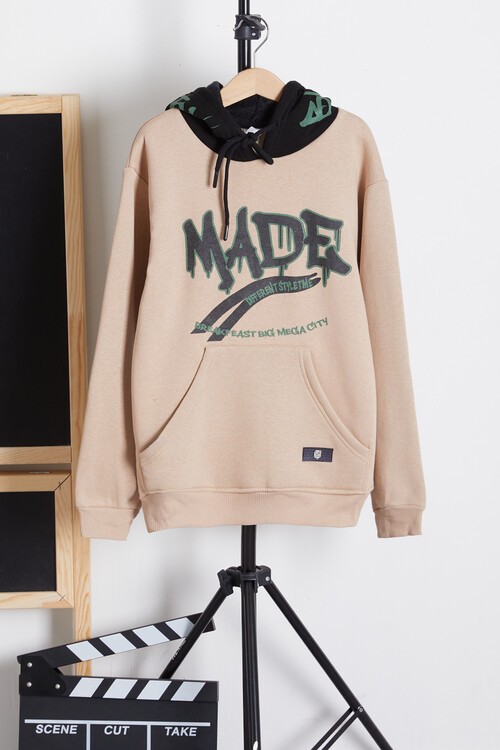 Erkek Çocuk Kapşonlu Kanguru Cepli Sweatshirt 14162