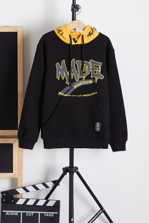 Erkek Çocuk Kapşonlu Kanguru Cepli Sweatshirt 14162