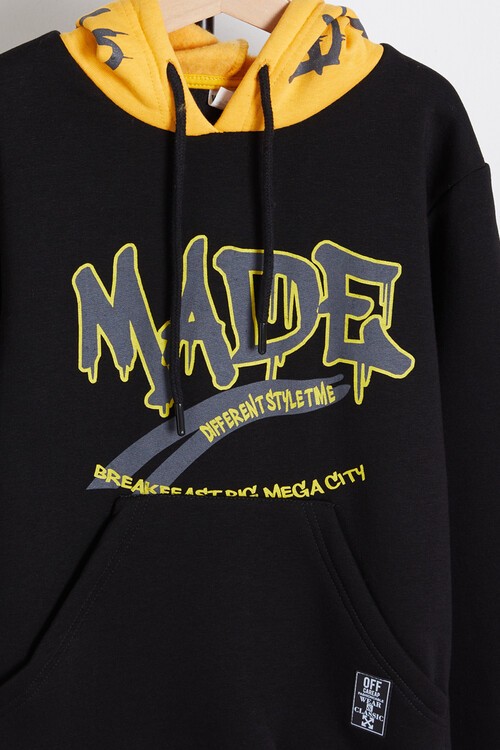 Erkek Çocuk Kapşonlu Kanguru Cepli Sweatshirt 14162