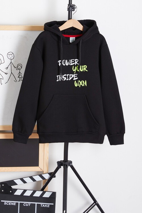 Erkek Çocuk Kapşonlu Kanguru Cepli Sweatshirt 14178