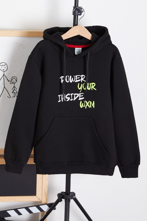 Erkek Çocuk Kapşonlu Kanguru Cepli Sweatshirt 14178