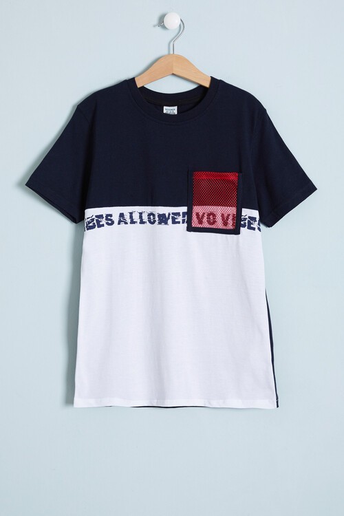 Erkek Çocuk Lacivert Göğüs Cep Detay 8-13 Yaş T-Shirt 4139-3