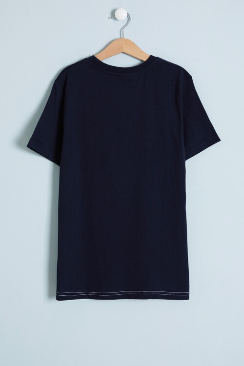 Erkek Çocuk Lacivert Göğüs Cep Detay 8-13 Yaş T-Shirt 4139-3