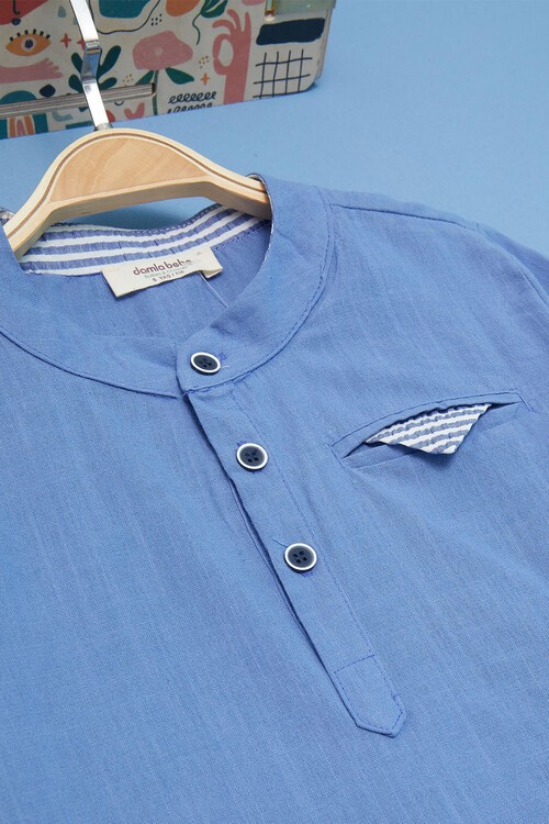 Erkek Çocuk Mavi Gömlek ve Pantolonlu 2li Takım 15130