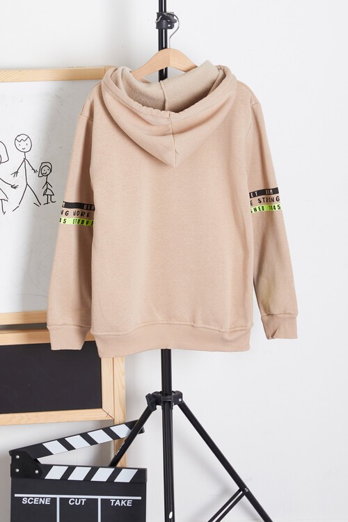 Erkek Çocuk Only Yazı Baskılı Polarlı Kapüşonlu Sweatshirt 14603
