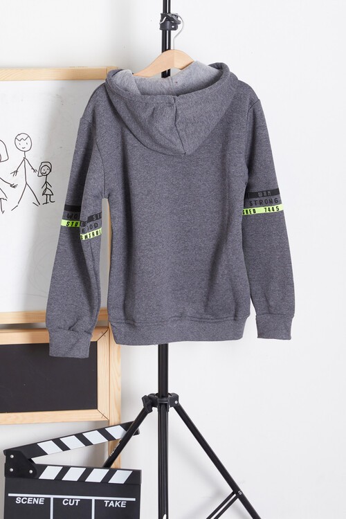 Erkek Çocuk Only Yazı Baskılı Polarlı Kapüşonlu Sweatshirt 14603