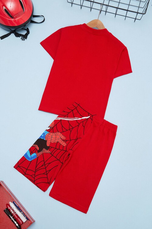 Erkek Çocuk Örümcek Adam Baskılı 1-12 Yaş Şortlu Takım 6569