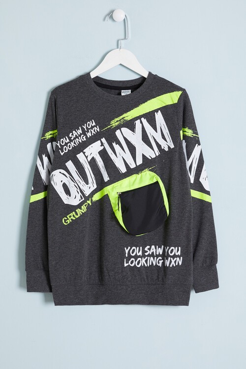 Erkek Çocuk Outwxm Baskılı Sweatshirt 9-14 Yaş 14019
