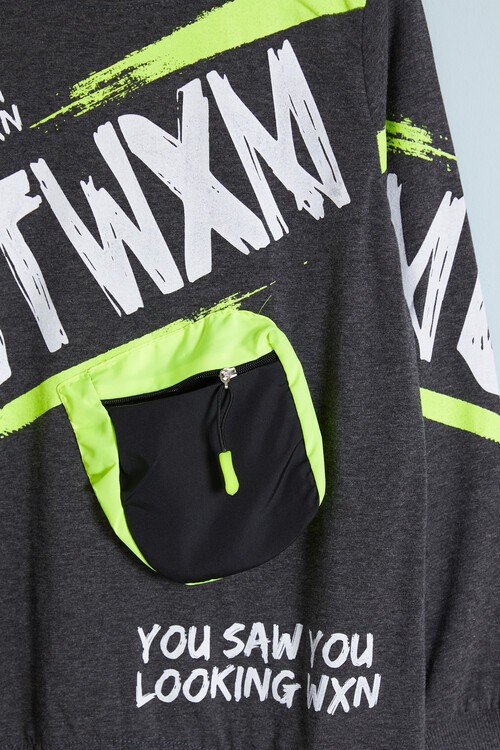 Erkek Çocuk Outwxm Baskılı Sweatshirt 9-14 Yaş 14019