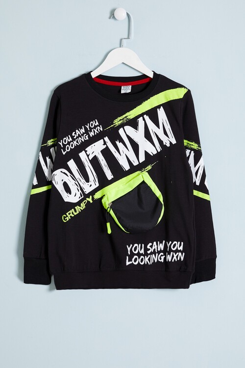 Erkek Çocuk Outwxm Baskılı Sweatshirt 9-14 Yaş 14019
