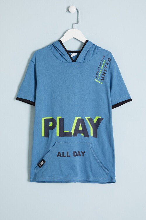 Erkek Çocuk Play Yazı Baskılı Tshirt 9-12 Yaş 14057