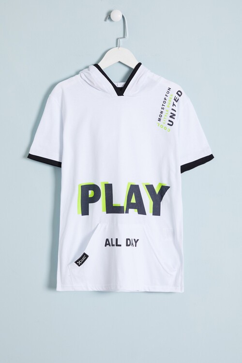 Erkek Çocuk Play Yazı Baskılı Tshirt 9-12 Yaş 14057