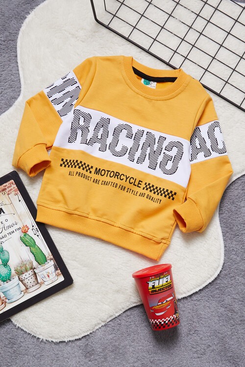 Erkek Çocuk Racing Baskılı Uzun Kol Sweatshirt 1-4 Yaş 13318