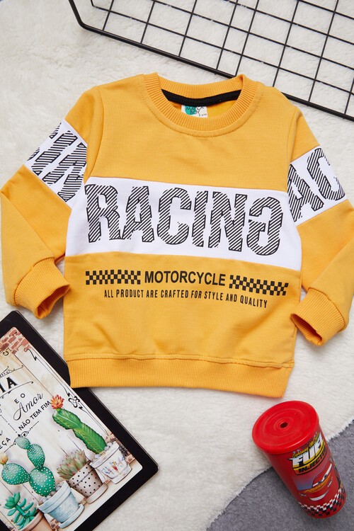 Erkek Çocuk Racing Baskılı Uzun Kol Sweatshirt 1-4 Yaş 13318