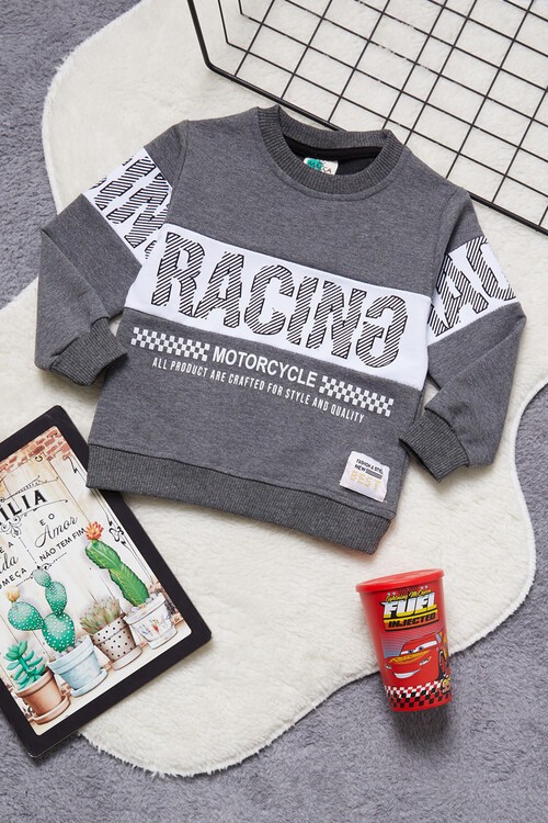 Erkek Çocuk Racing Baskılı Uzun Kol Sweatshirt 1-4 Yaş 13318