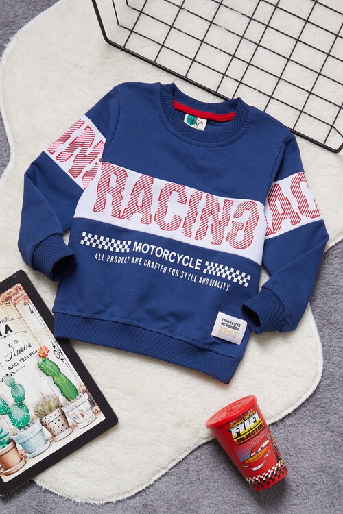 Erkek Çocuk Racing Baskılı Uzun Kol Sweatshirt 1-4 Yaş 13318