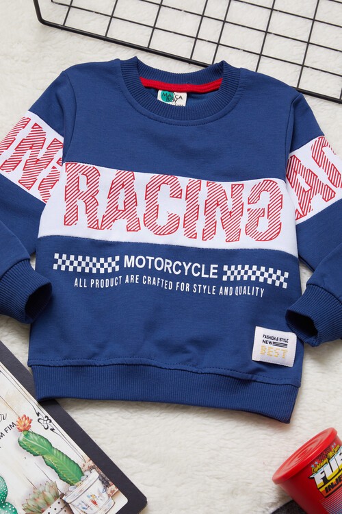 Erkek Çocuk Racing Baskılı Uzun Kol Sweatshirt 1-4 Yaş 13318