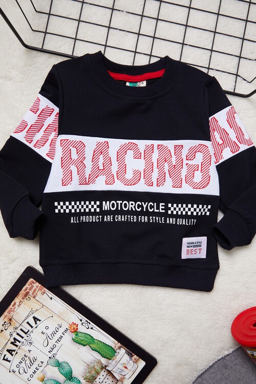 Erkek Çocuk Racing Baskılı Uzun Kol Sweatshirt 1-4 Yaş 13318