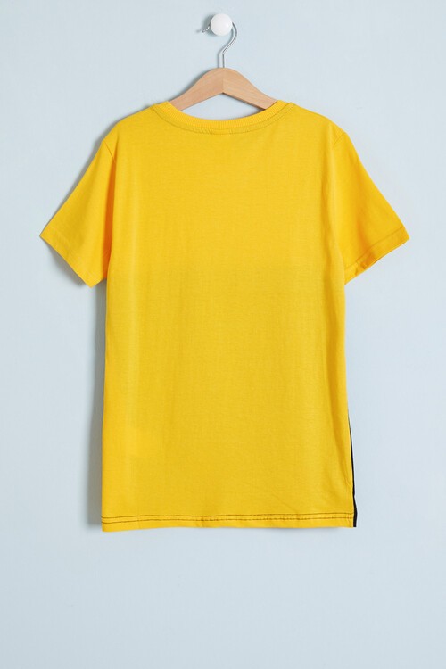 Erkek Çocuk Sarı Göğüs Cep Detay 8-13 Yaş T-Shirt 4139-1