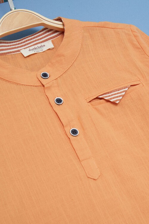 Erkek Çocuk Turuncu Gömlek ve Pantolonlu 2li Takım 15132