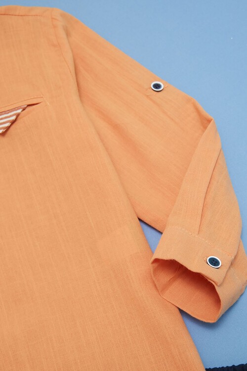 Erkek Çocuk Turuncu Gömlek ve Pantolonlu 2li Takım 15132