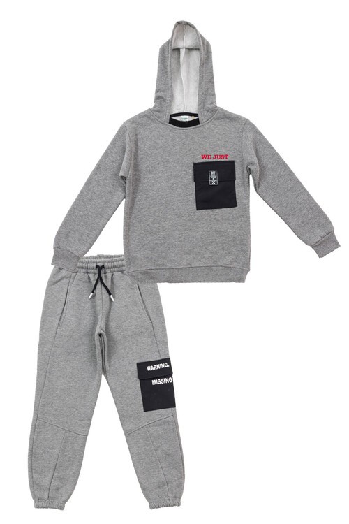 Erkek Çocuk Yazı Baskılı Polarlı Eşofman Takımı  14635