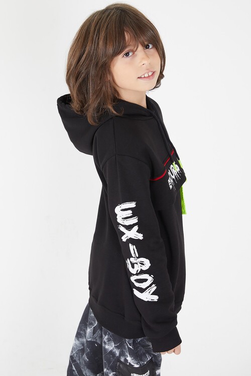 Erkek Çocuk Yours Yazı Baskılı Kapşonlu Sweatshirt 14183