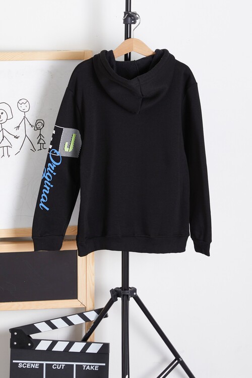 Erkek Kapşonlu City Yazı Baskılı Sweatshirt 14171