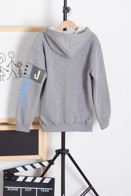 Erkek Kapşonlu City Yazı Baskılı Sweatshirt 14171