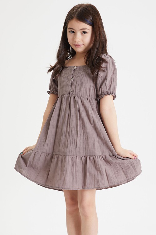 Füme Kız Çocuk Omuz Askılı Elbise 15085