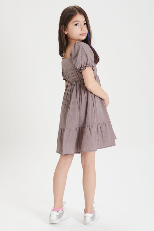 Füme Kız Çocuk Omuz Askılı Elbise 15085