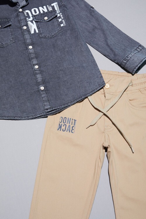 Füme Jean Gömlekli Erkek Çocuk Alt Üst Takım 15099