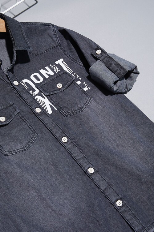 Füme Jean Gömlekli Erkek Çocuk Alt Üst Takım 15099