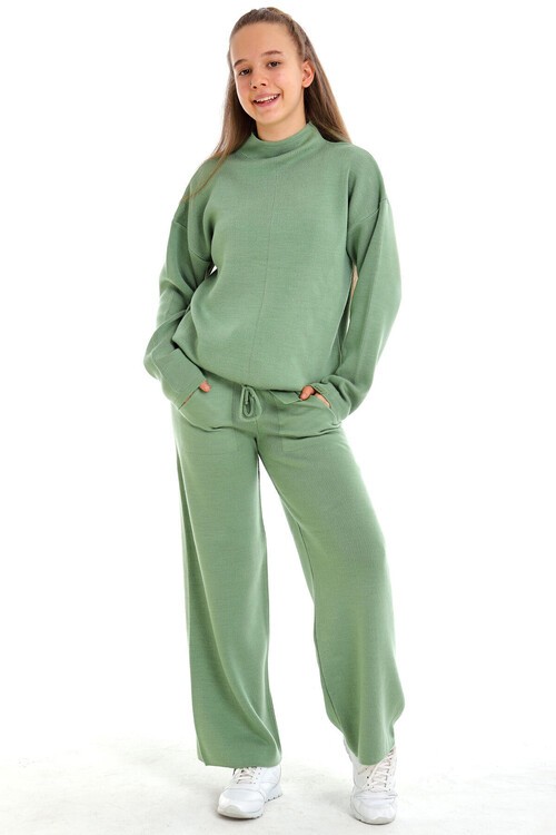 Geniş Paça Örgü Kız Triko Takım 10-15 Yaş  15004