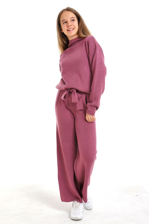 Geniş Paça Örgü Kız Triko Takım 10-15 Yaş  15004