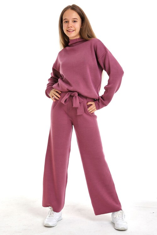 Geniş Paça Örgü Kız Triko Takım 10-15 Yaş  15004