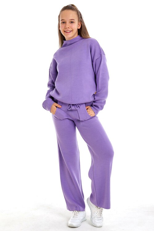 Geniş Paça Örgü Kız Triko Takım 10-15 Yaş  15004