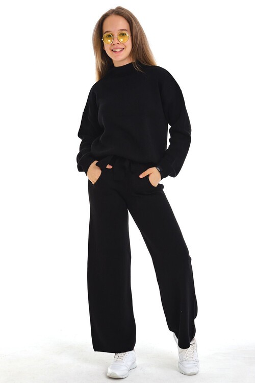 Geniş Paça Örgü Kız Triko Takım 10-15 Yaş  15004