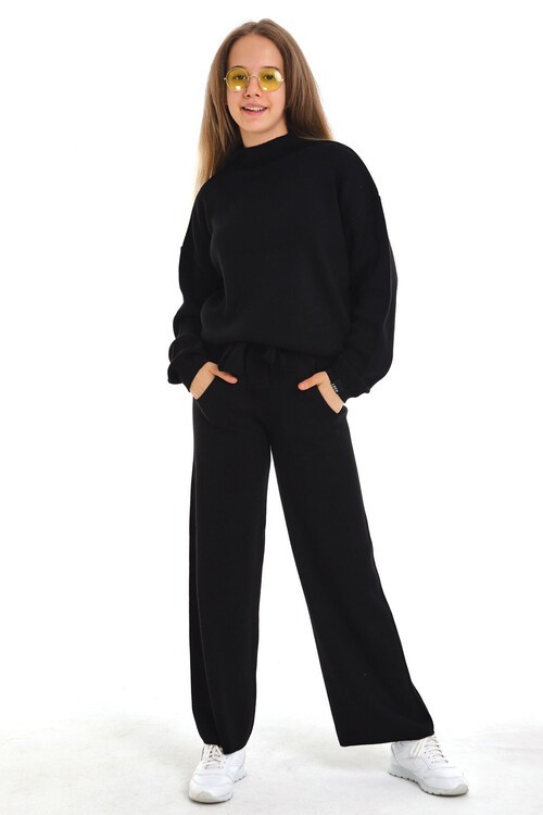 Geniş Paça Örgü Kız Triko Takım 10-15 Yaş  15004