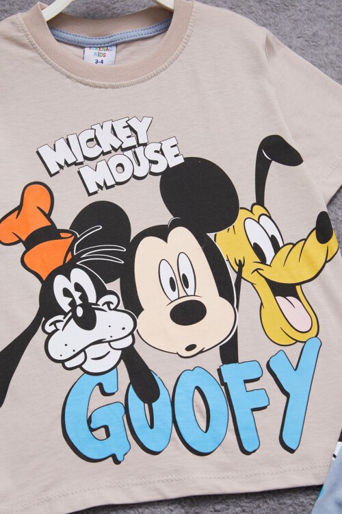 Gri Karakter Baskılı Erkek Çocuk Şortlu Takım 15345