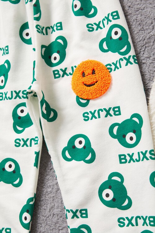 Gülen Yüz Nakışlı Ayıcık Desenli Eşofman Takımı Unisex 14972