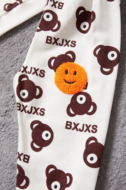 Gülen Yüz Nakışlı Ayıcık Desenli Eşofman Takımı Unisex 14972